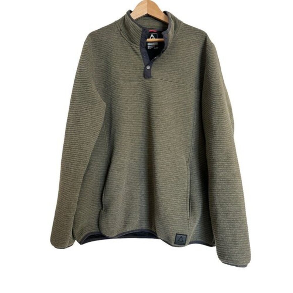 Gerry Ottoman Pullover Sweater Mens Size 2XL Soft Olive Gray 1/4 Snap Design